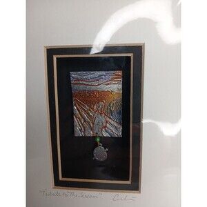 Cukier "Tribute To The Scream" Vintage Folk Art Mixed Media Signed Sculpture